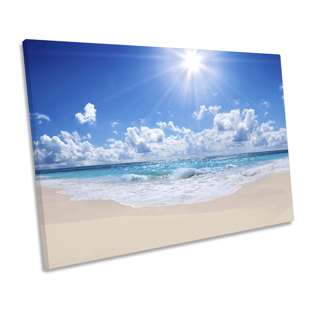 Sunset Beach Paradise Blue CANVAS WALL ART Print Picture - Etsy