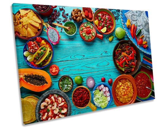 World Cuisine Foods Kitchen Print Canvas Wall Art Picture Etsy