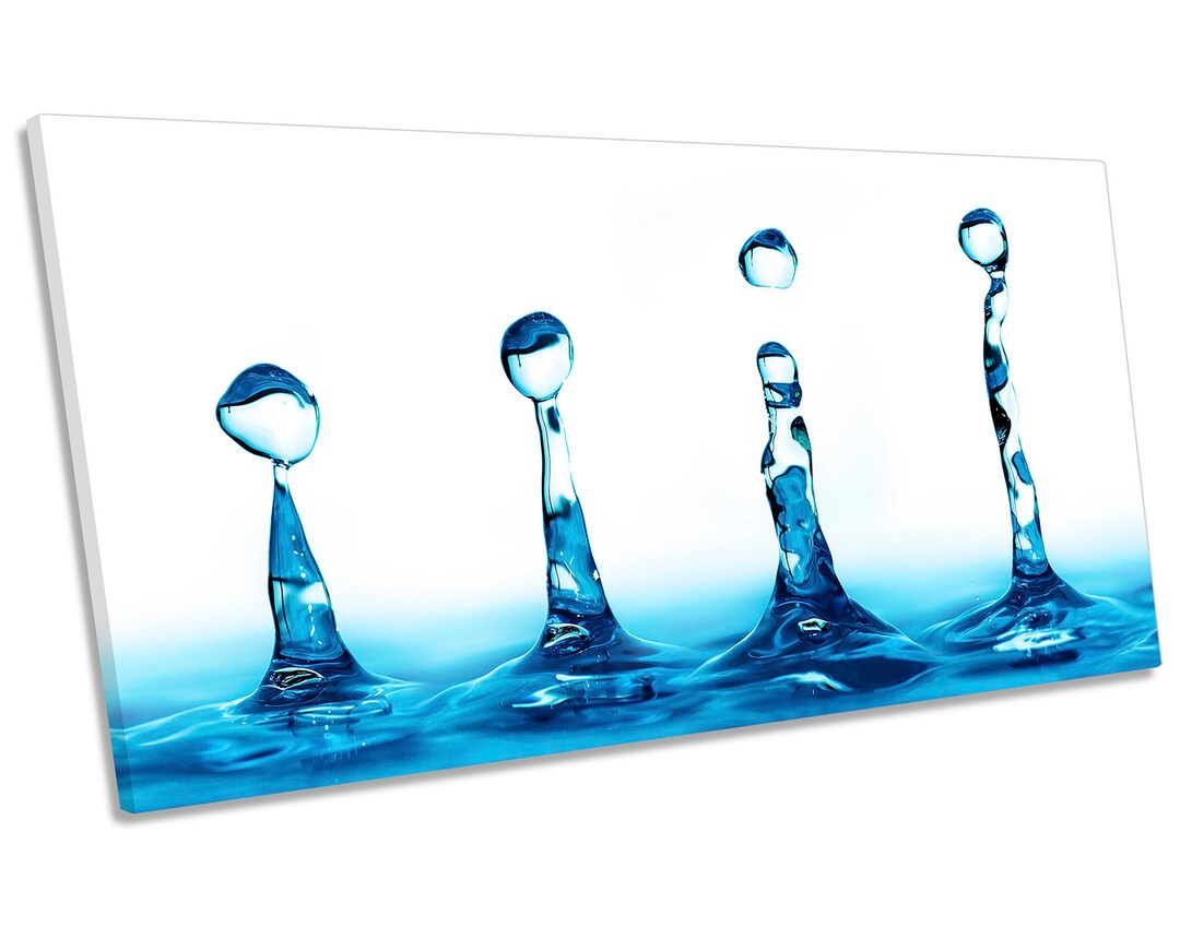 Modern Water Drops Abstract Blue White Panoramic CANVAS WALL - Etsy