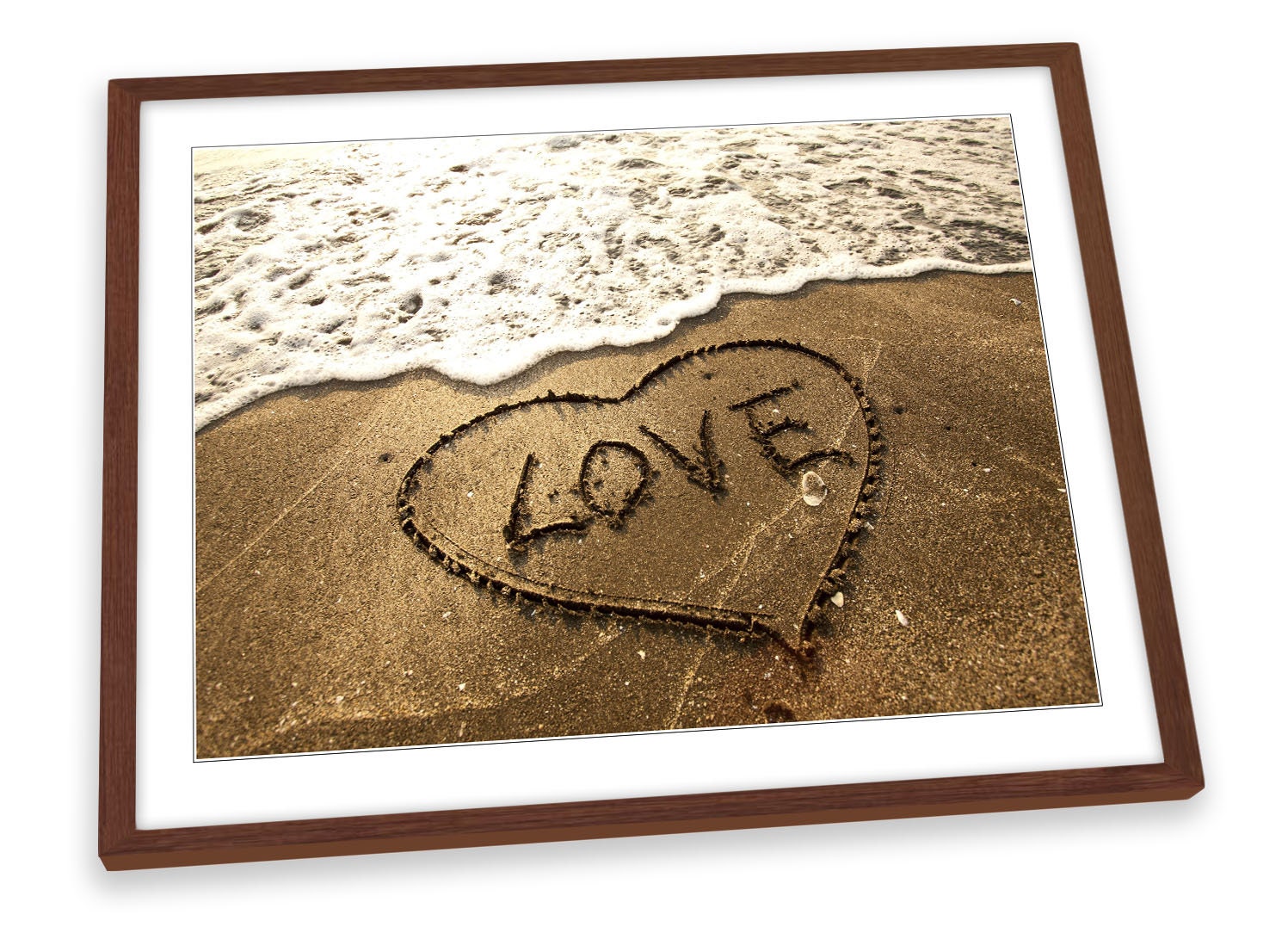 Love Heart Beach Sand Brown FRAMED ART PRINT Picture Poster Etsy