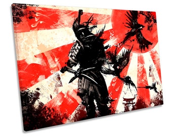 Samurai Sunset Japan CANVAS WALL ART Picture Print