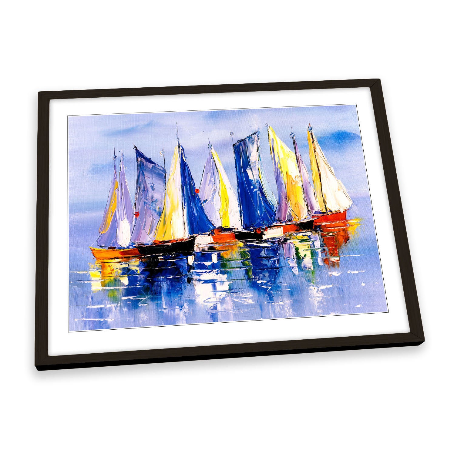 Sail Boats Yachts Blue FRAMED ART PRINT Picture Poster