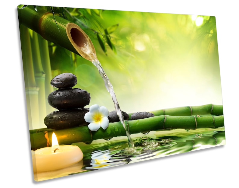 Green Zen Stones Bamboo Picture CANVAS WALL ART Print Etsy Canada