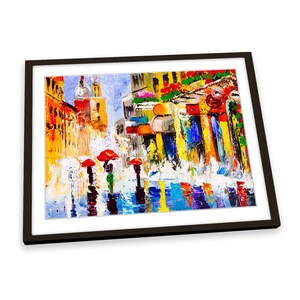 Umbrellas Modern City FRAMED ART PRINT Picture Poster Artwork