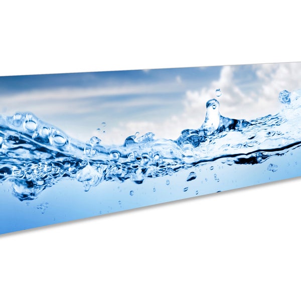 Water Wave Surf Seascape Blue Bathroom CANVAS WALL ART Panoramic Framed Print