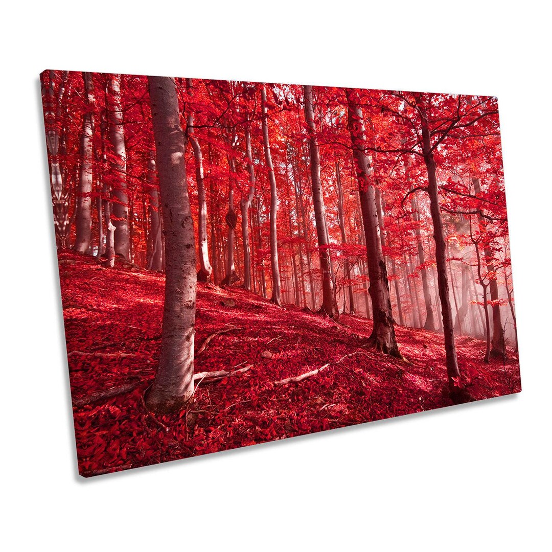 Red Forest Landscape Trees CANVAS WALL ART Framed Print Picture - Etsy