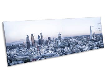 London Cityscape Skyline CANVAS WALL ART Panoramic Framed Print