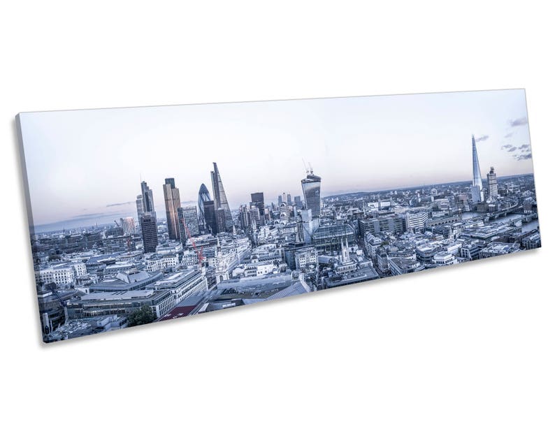 London Cityscape Skyline CANVAS WALL ART Panoramic Framed Print image 1