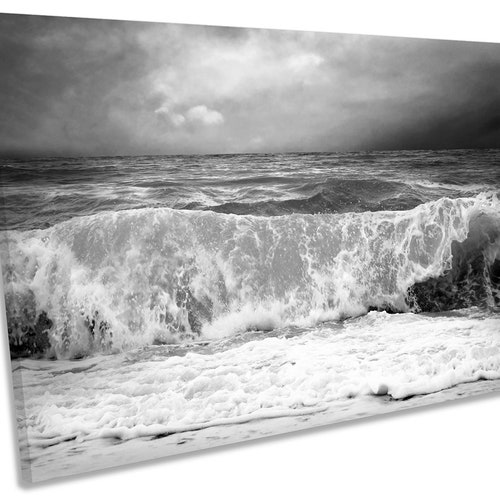 Beach Wall Art Black and White Coastal Decor Ocean Wall Art Etsy