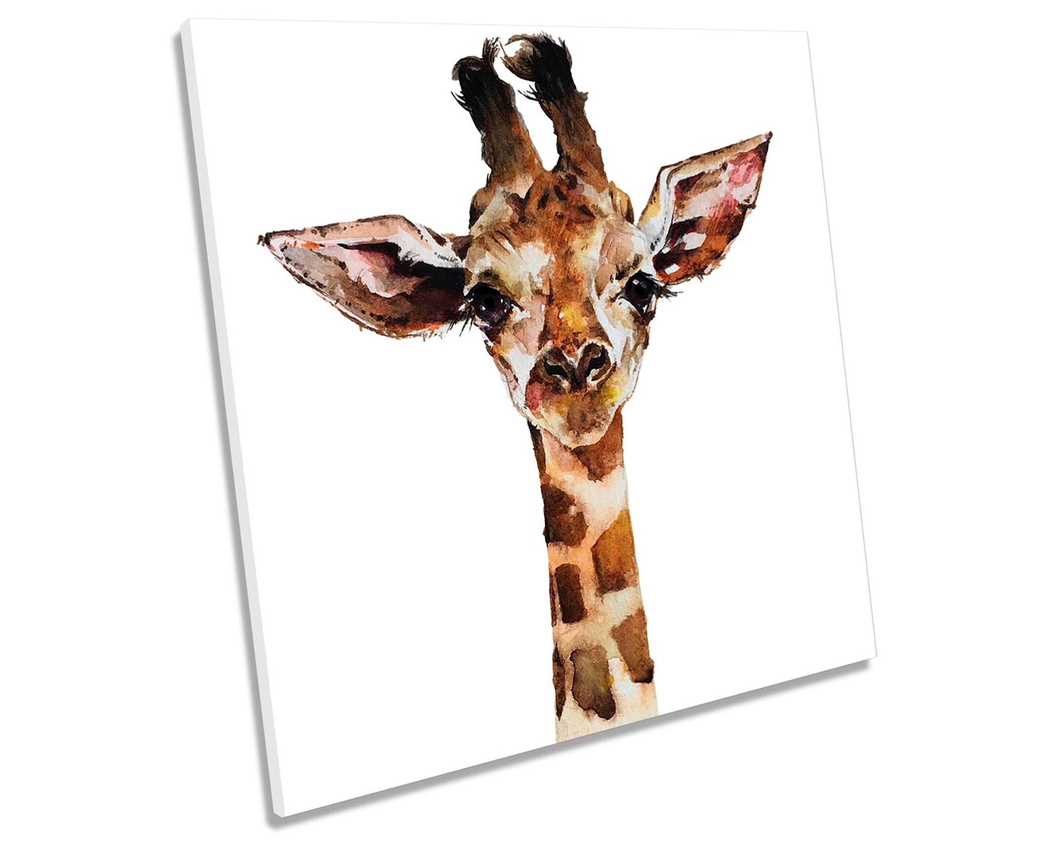 Giraffe Head Picture CANVAS WALL ART Square Print White Etsy UK