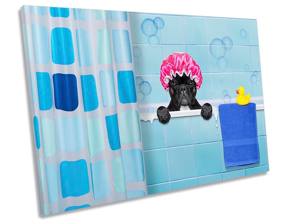 French Bulldog Bathroom CANVAS WALL ART Picture Print Etsy