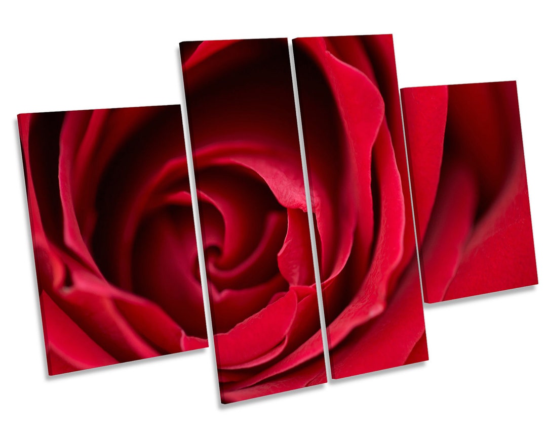 Rose Flower Petals Red CANVAS WALL ART Multi Panel Picture Print - Etsy