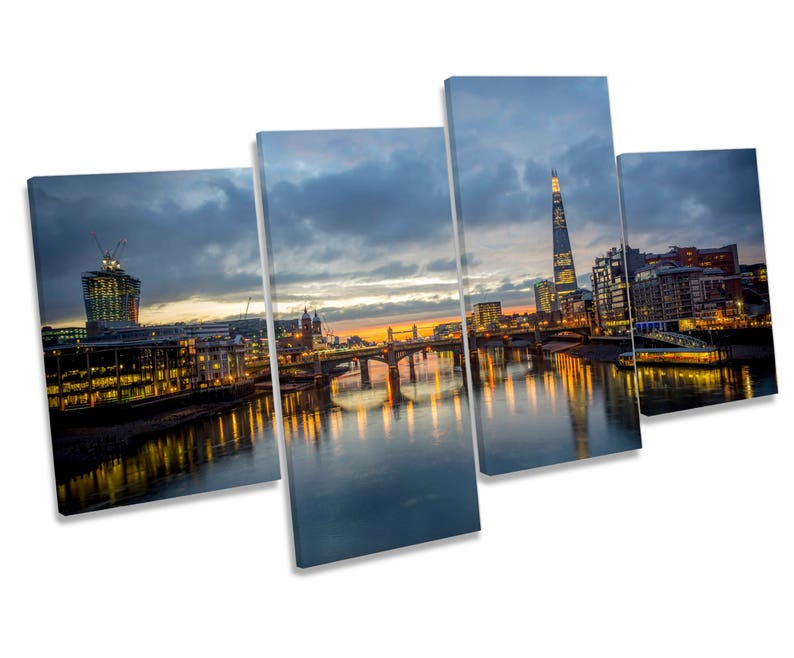 London City Skyline the Shard Sunset Multi CANVAS WALL ART - Etsy