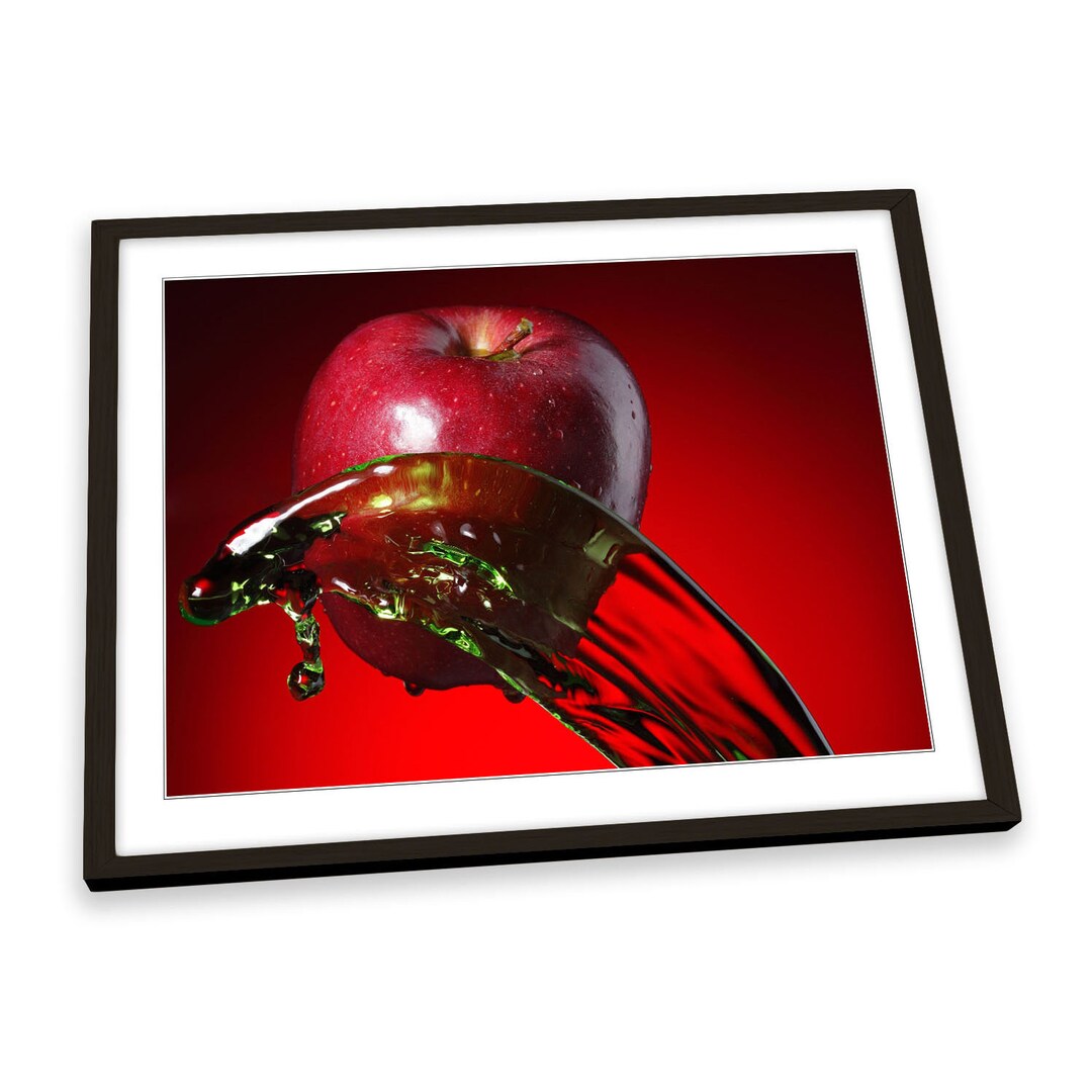Apple Fruit Kitchen Splash Red FRAMED ART PRINT Picture Poster Artwork