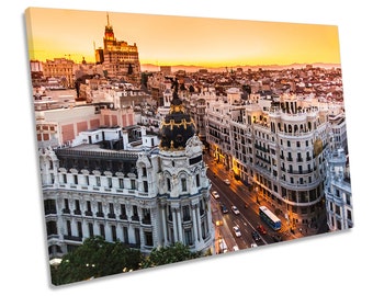 Madrid City Sunset Spain CANVAS WALL ART Print Picture