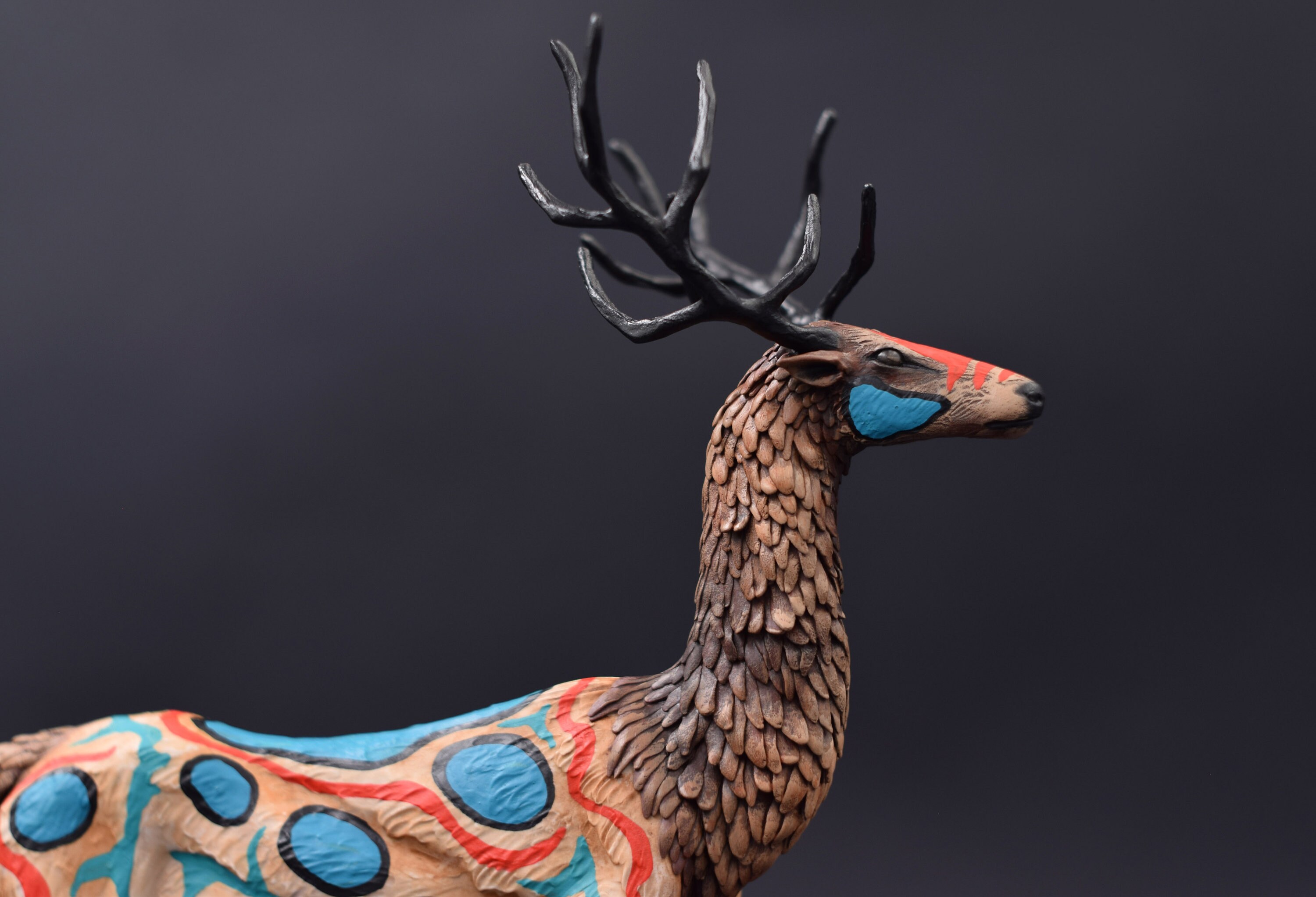 Patterned deer Original creature Figurine Sculpture OOAK Toy Etsy