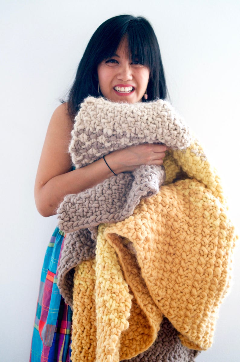 Knit Throw Blanket Pattern Gradient Blanket Knitting Pattern Etsy