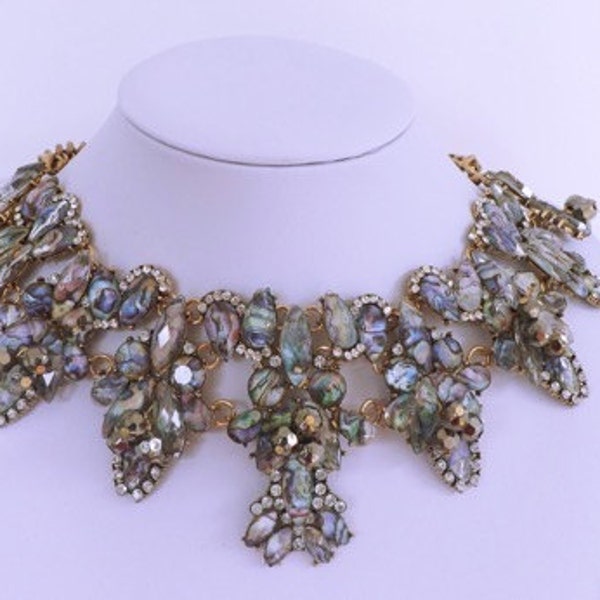 Statement necklace with emerald marble effect stones  - discount code inside!