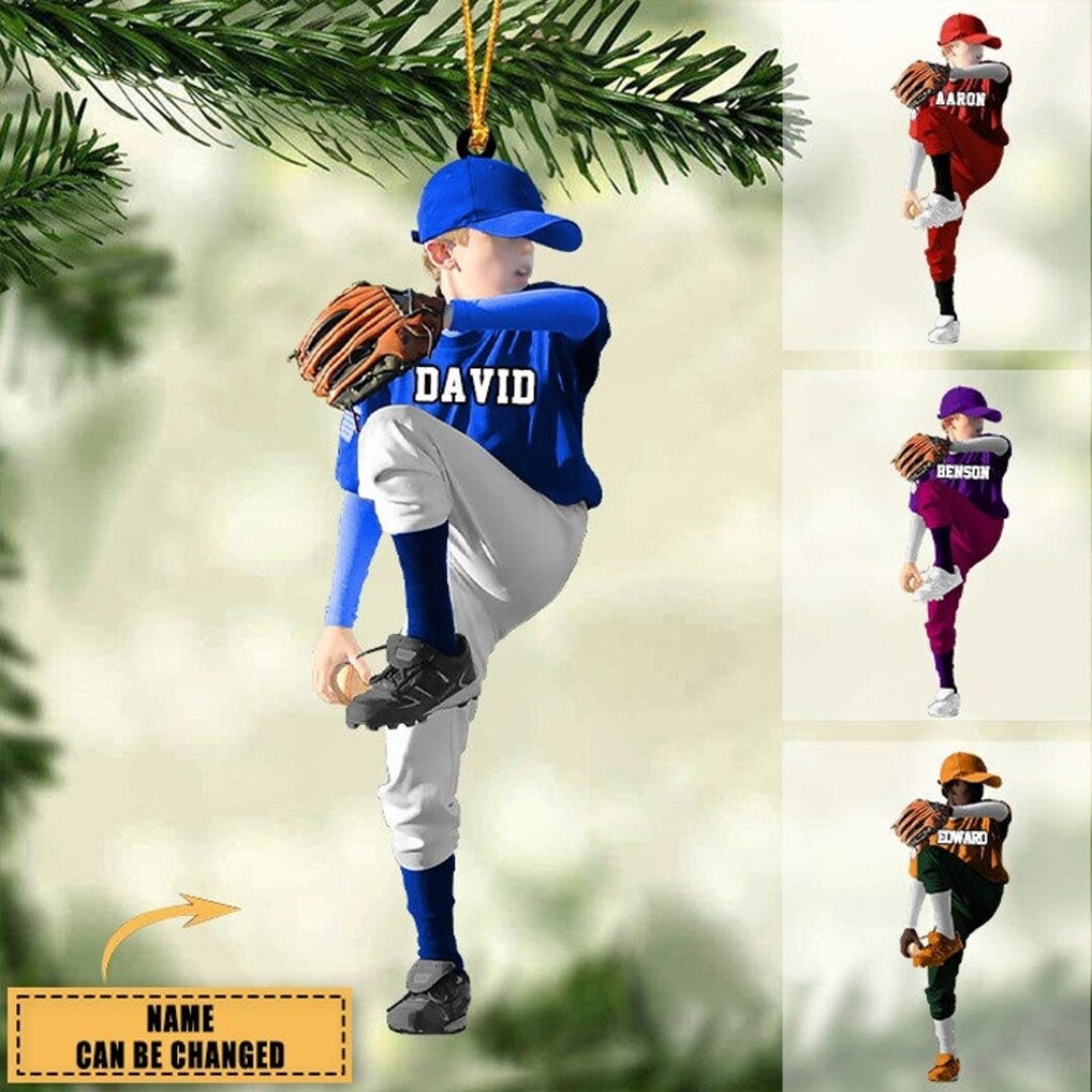 Pitcher Throw Ball Ornament Custom Acrylic Ornament Baseball Etsy