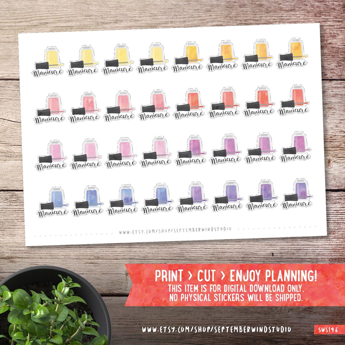 Manicure Printable Planner Stickers Nail Polish Stickers - Etsy
