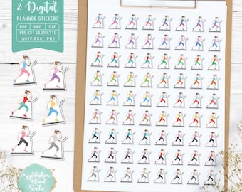 Treadmill Printable Planner Stickers, Fitness Tracker (Digital Download)