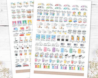 Cleaning Chore Stickers: Printable & Digital (PDF, Cricut, Silhouette Studio, Pre-Cropped PNG for Goodnotes), Scrapbooking