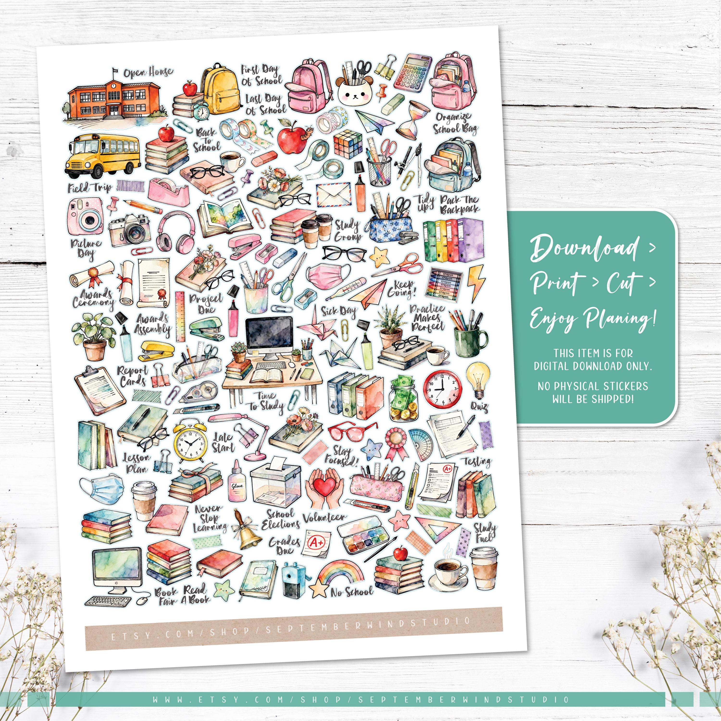 Back to School Printable & Digital Planner Stickers - Etsy