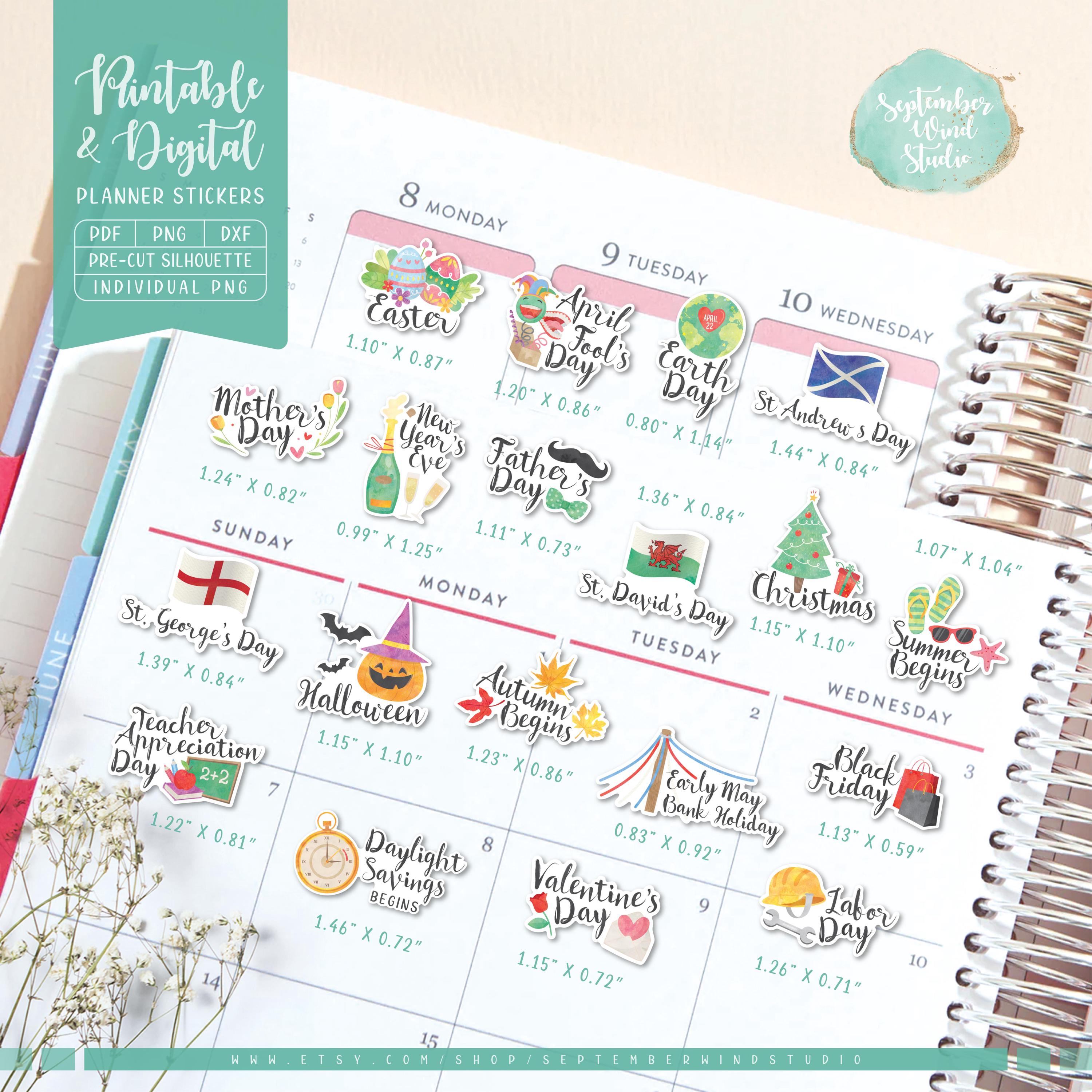 UK Holiday Planner Stickers: Printable & Digital (PDF, Cricut