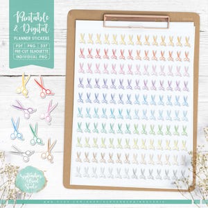 Schere druckbare & digitale Aufkleber, Frisur Schere Aufkleber, druckbare PDF, Cricut PNG, individuelle PNG, Journal Aufkleber