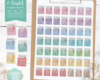 Pegatinas para calculadora y planificador: imprimibles y digitales (PDF, Cricut, Silhouette Studio, PNG precortado para Goodnotes)