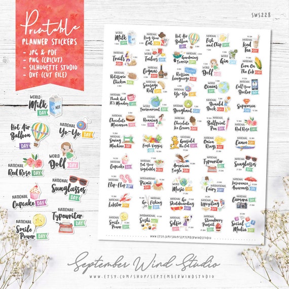Annual Holidays Planner Stickers 