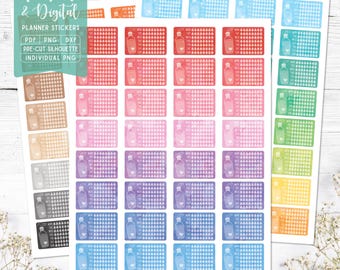 Weekly Water Tracker Stickers, Planner Stickers (Printable PDF, PNG)