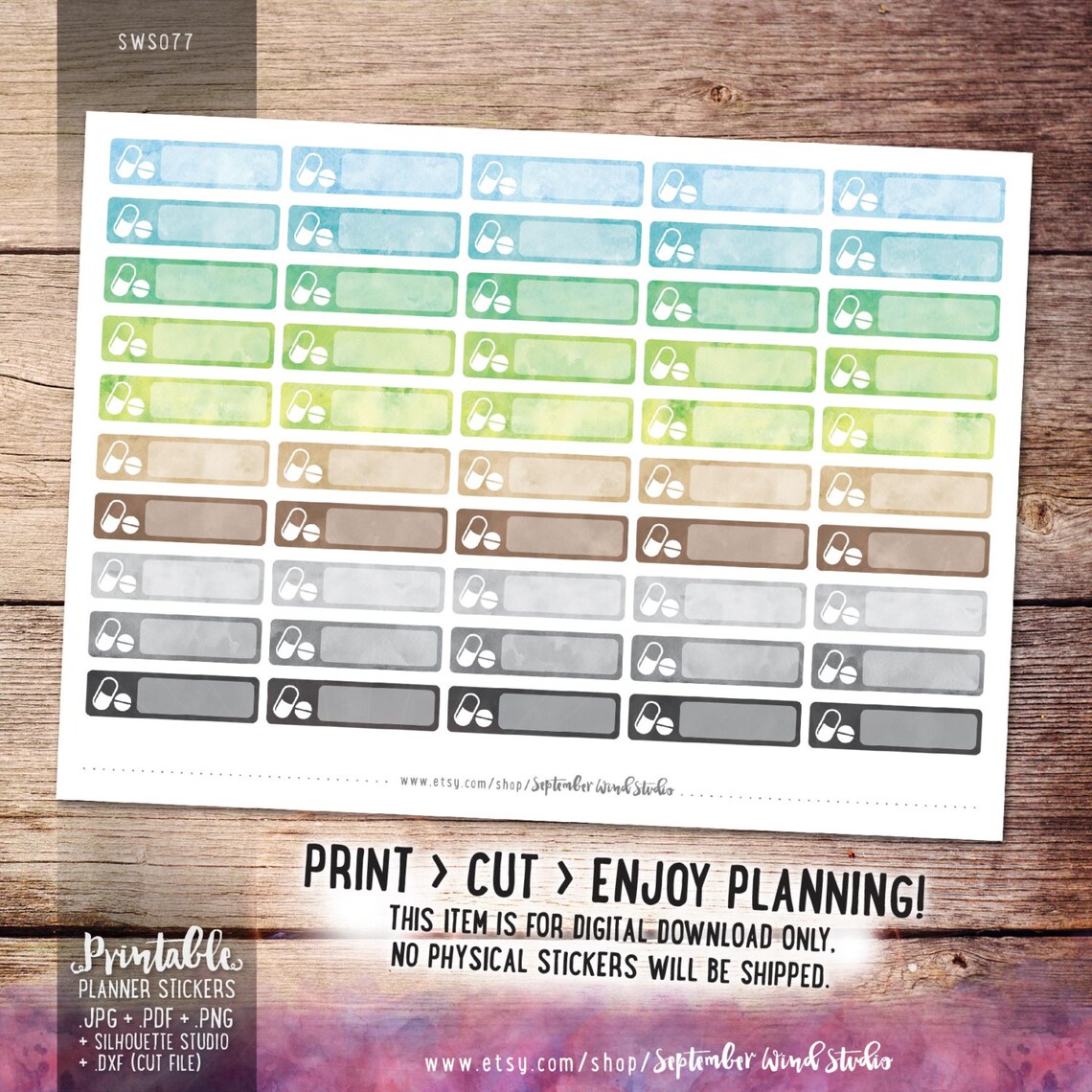 Pill Printable Planner Stickers Medication Reminder Stickers - Etsy