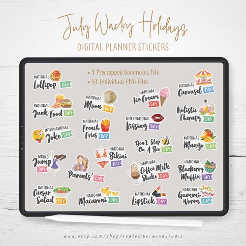March Wacky Holidays Digital Planner Stickers Goodnotes Etsy