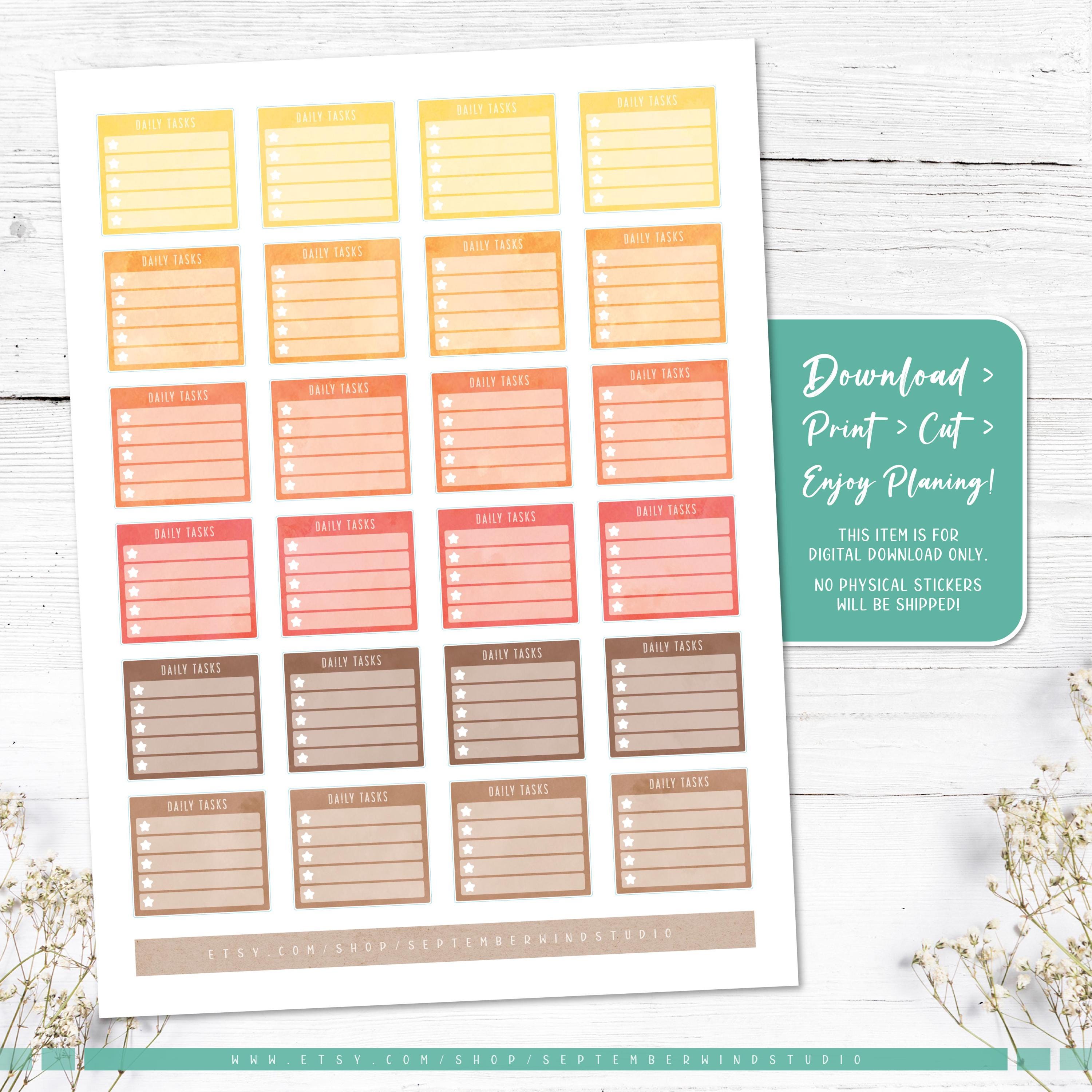 Daily Tasks Planner Stickers: Printable, Cricut & Goodnotes (digital ...