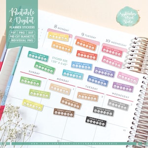 Mood Tracker Planner Stickers: Printable & Digital (PDF, Cricut, Silhouette Studio, Pre-Cropped PNG for Goodnotes) image 3