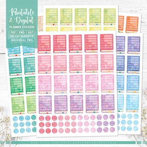 Planerare för bokläsningsspårning: Utskrivbara och digitala (PDF, Cricut PNG, individuell PNG, Silhouette, Goodnotes)