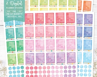 Pegatinas para planificador y seguimiento de lectura: imprimibles y digitales (PDF, PNG para Cricut, PNG individual, Silhouette, Goodnotes)