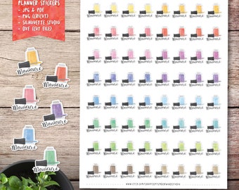 Manicure Printable Planner Stickers, Nail Polish Stickers, Erin Condren Planner Sticker, Cut File