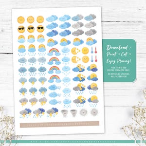 Weather Printable Planner Stickers, Weather Digital Stickers, Pre ...
