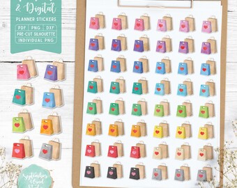 Shopping Planner Stickers: Printable & Digital (PDF, Cricut, Silhouette Studio, Pre-Cropped PNG for Goodnotes)