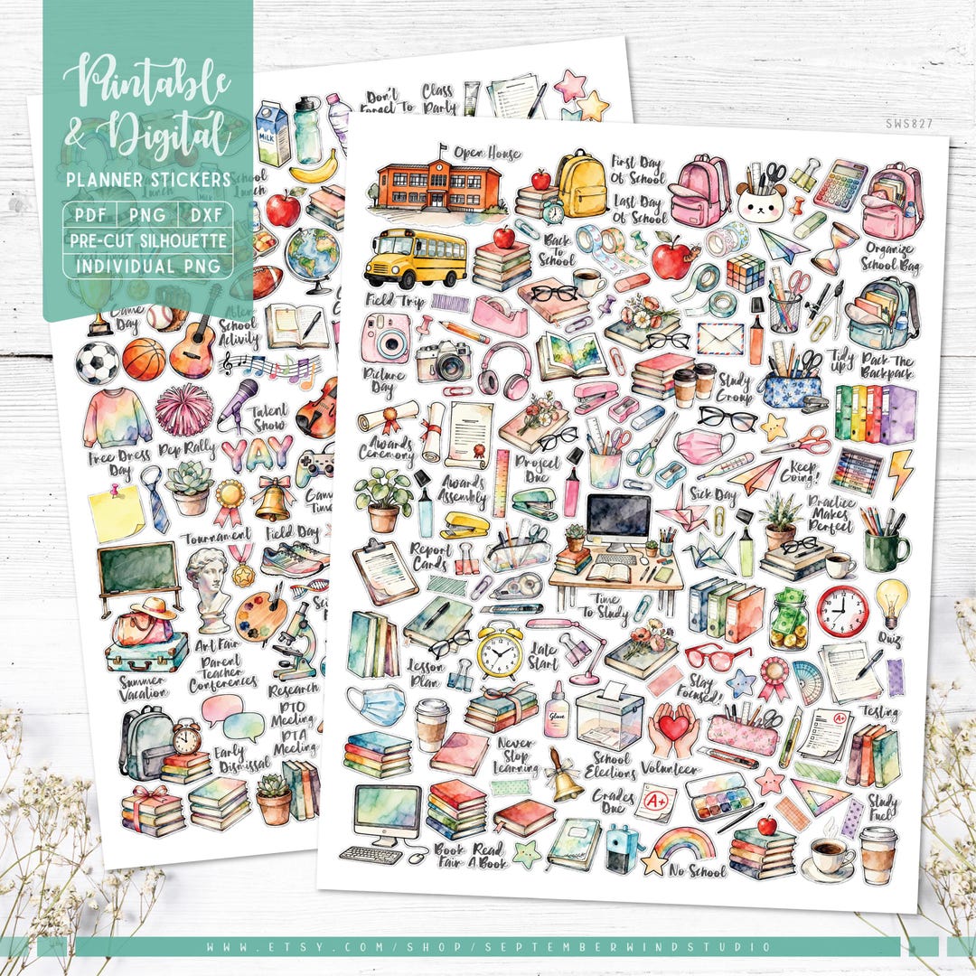 Back to School Printable & Digital Planner Stickers - Etsy