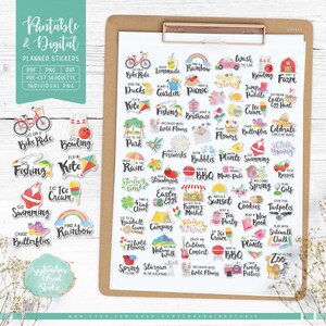 Frühling Bucket List druckbare Planer Aufkleber, Frühling digitale Aufkleber, zugeschnittene PNG, druckbare PDF, Journal Aufkleber, Cricut