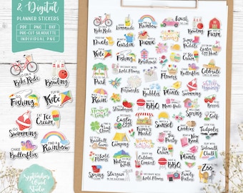 Spring Bucket List Planner Stickers: Printable & Digital (PDF, Cricut, Silhouette Studio, Pre-Cropped PNG for Goodnotes)