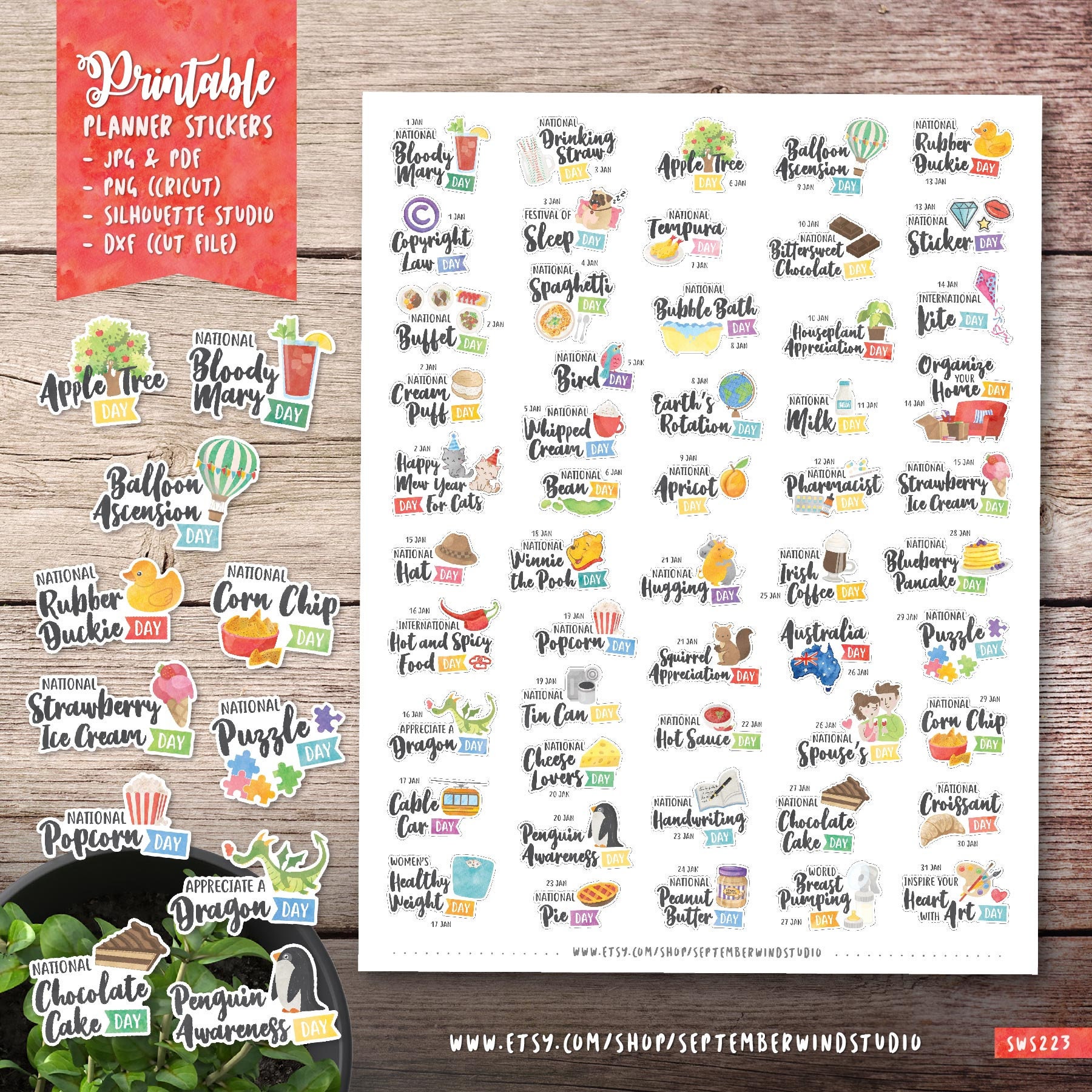 January Wacky Holidays Printable Planner Stickers, Watercolor Stickers, Holiday Printable Stickers, Cut File - Etsy january-wacky-holidays-printable-planner-stickers-watercolor-stickers-holiday-printable-stickers-cut-file-etsy