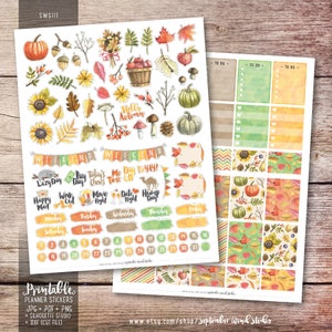 Fall Printable Planner Stickers, Fall Weekly Kit Printable Stickers ...