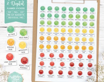 Pain Measurement Stickers: Printable & Digital (PDF, Cricut, Silhouette Studio, Pre-Cropped PNG for Goodnotes)