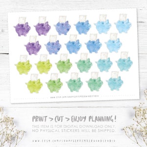 Piggy Bank Saving Printable Planner Stickers Watercolor Piggy - Etsy