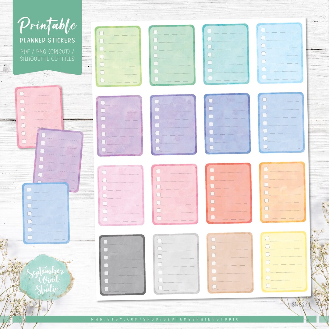 Blank Checklist Printable Planner Stickers, Full Box Planner Stickers ...