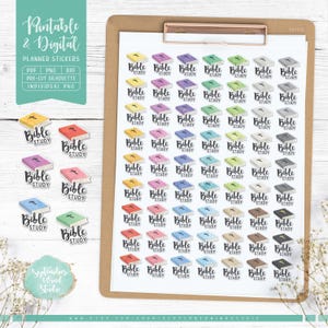 Bible Study Printable Planner Stickers, Bible Study Digital Stickers, Pre-Cropped PNG, Printable PDF, Journal Stickers